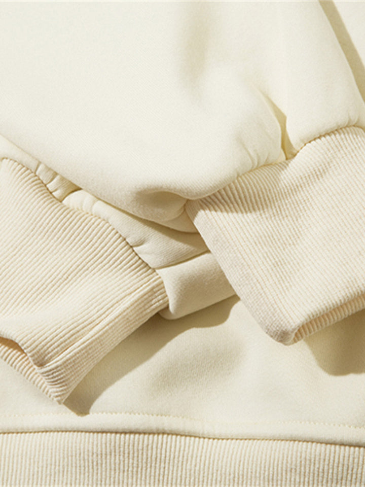 Ayuuki Star Patch Embroidered Hooded Fleece Sweatshirt