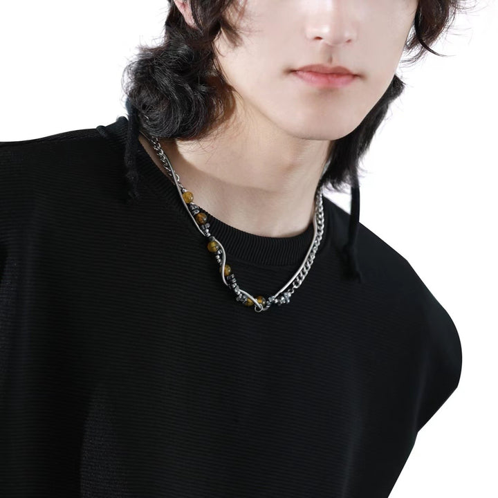 Natural Stone Titanium Steel Necklace