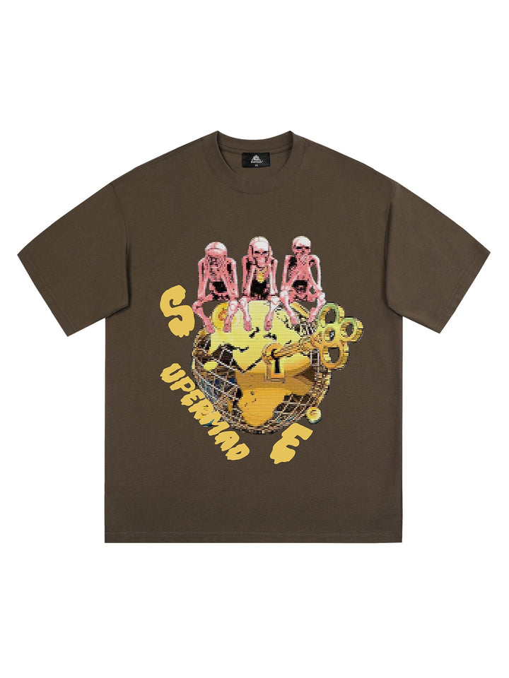 Ayuuki Retro Skull Printed T-shirt
