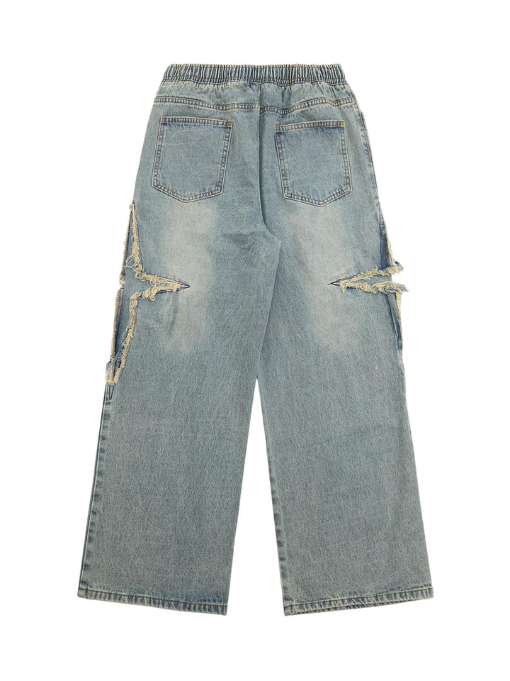 Ayuuki Drawstring Ripped Cross Star Jeans