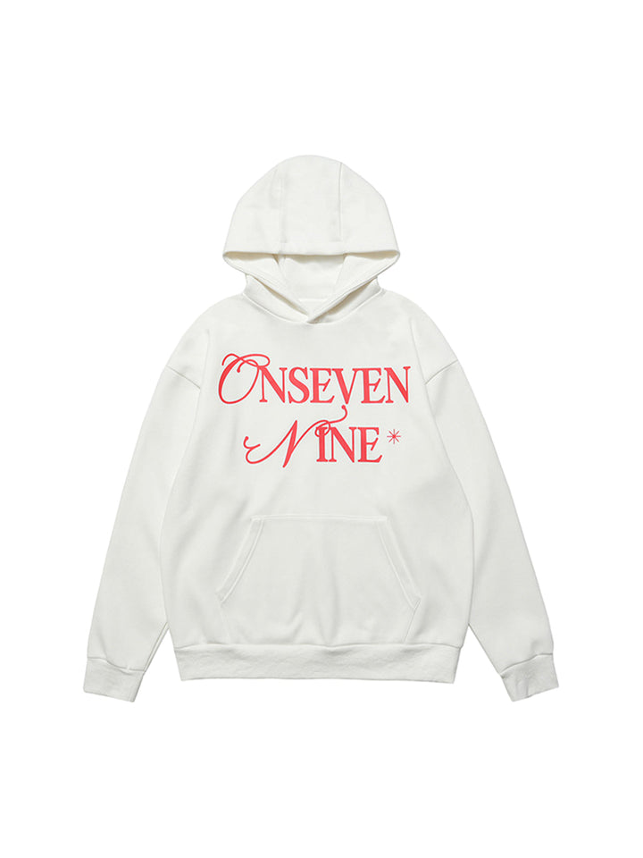 Basic Letter Print Fleece Hoodie