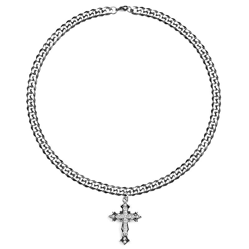 European Cuban Chain Cross Necklace