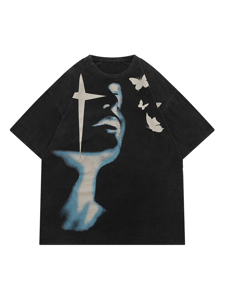 Ayuuki Abstract Portrait Print T-shirt - 1619