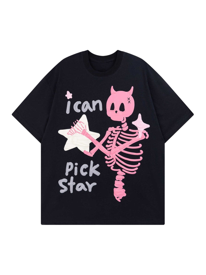 Ayuuki Made Retro Skull Letter Foam T-shirt