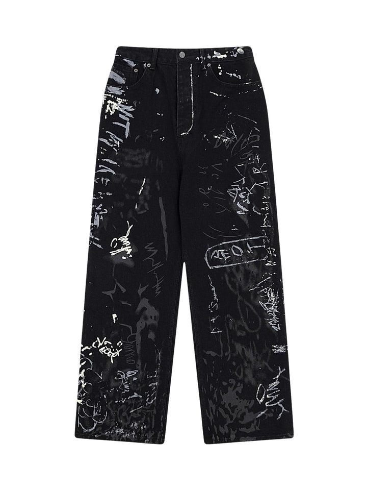 Ayuuki American Graffiti Letter Print Jeans - 1914