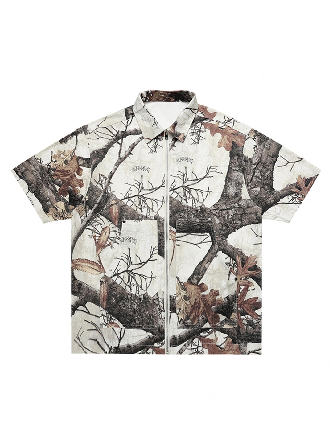 Ayuuki Retro Branches & Fallen Leaves Print Workwear Set