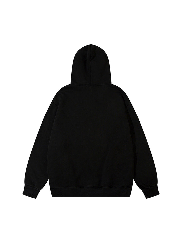 Ayuuki Star Patch Embroidered Hooded Fleece Sweatshirt