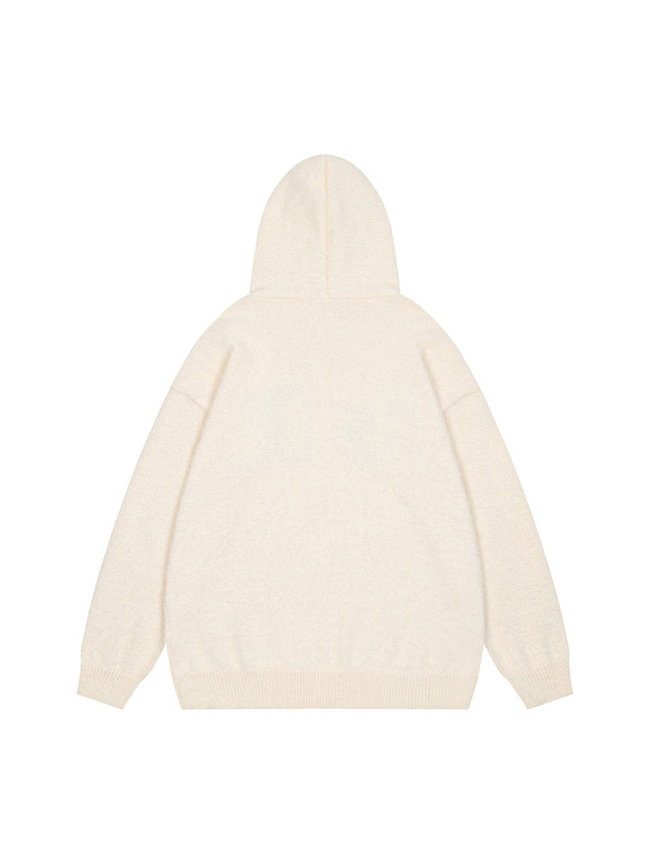 Ayuuki Star Knit Hooded Zip Up Cardigan Sweater