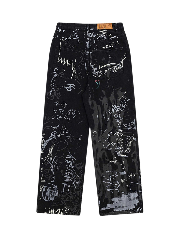 Ayuuki American Graffiti Letter Print Jeans - 1914