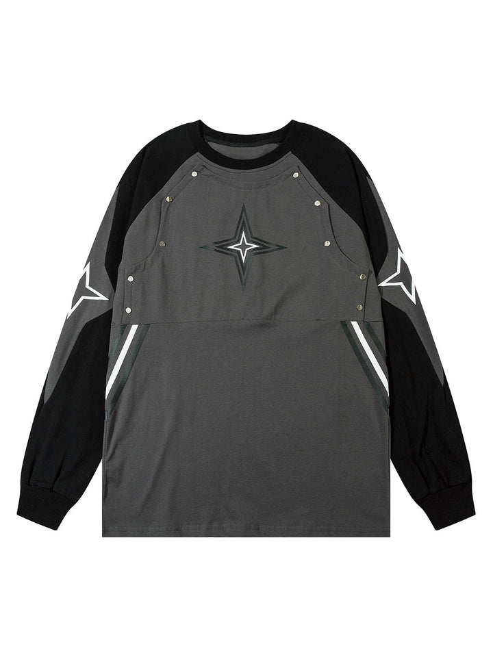 Ayuuki Star Stitched Studded Long Sleeve T-shirt