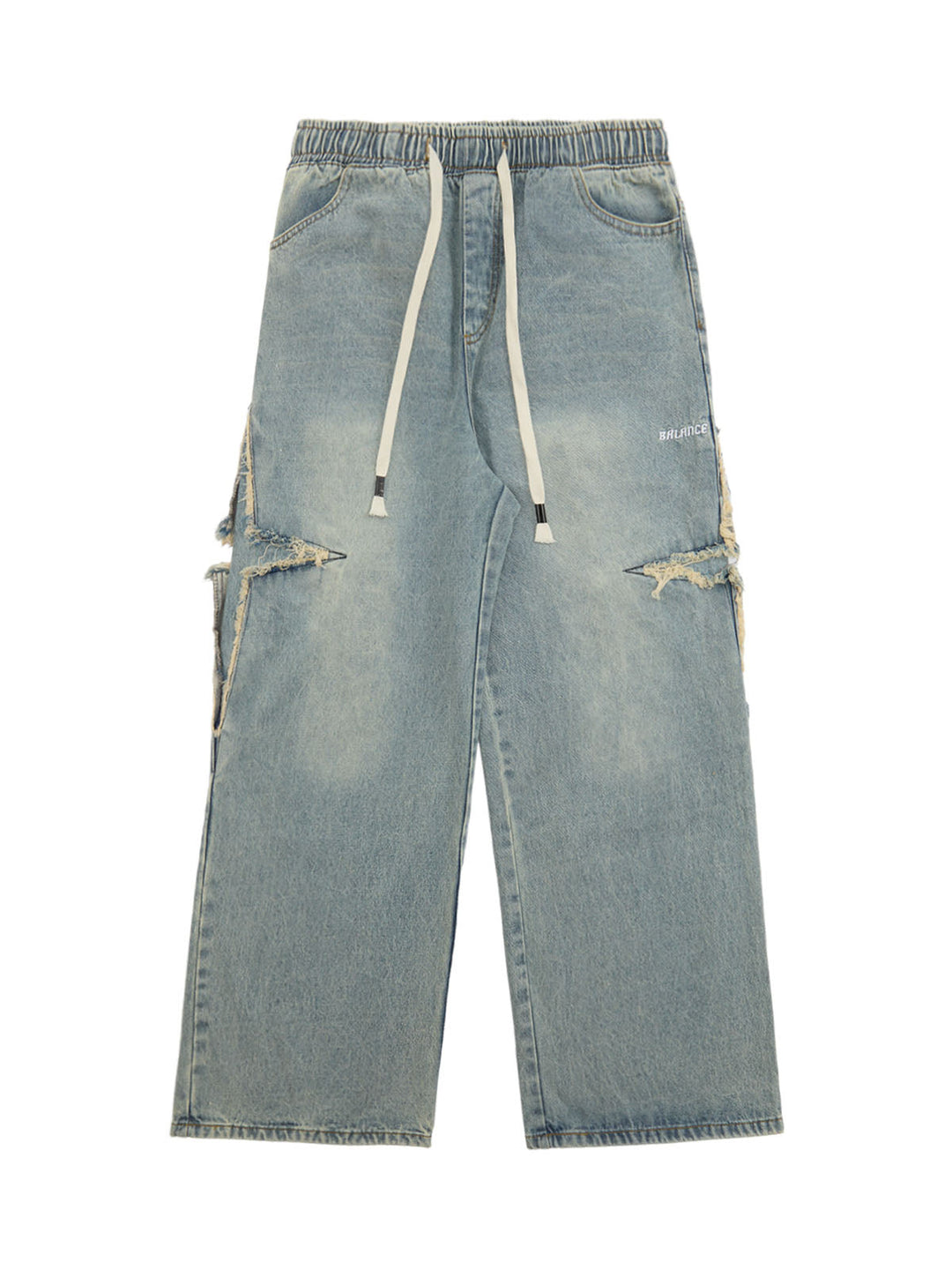 Ayuuki Drawstring Ripped Cross Star Jeans