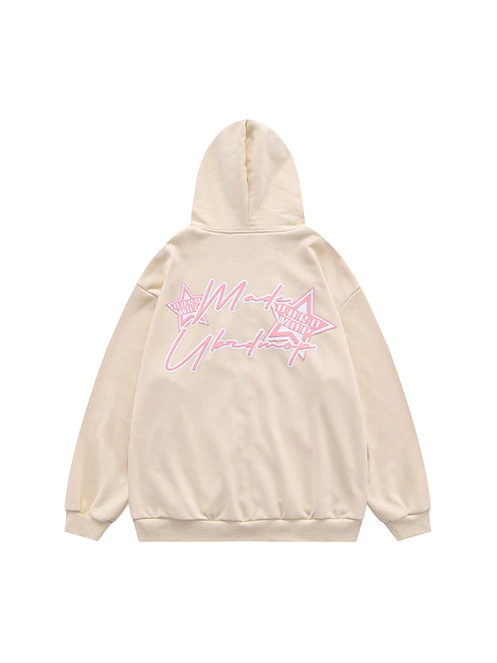 Ayuuki Star Stitching Cardigan Hooded Sweatshirt