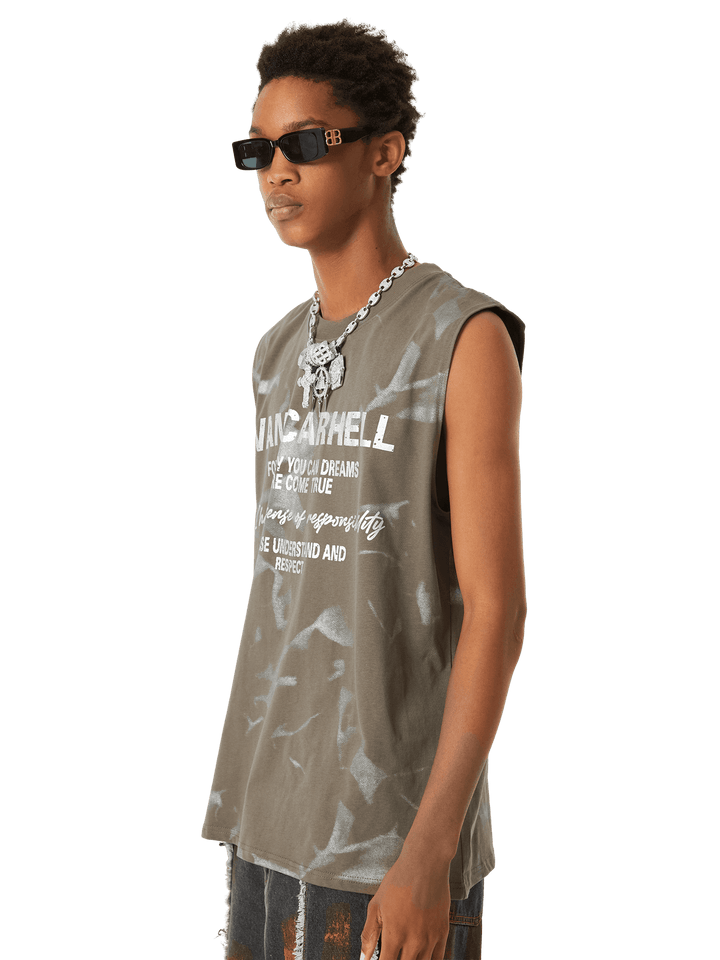 Ayuuki American Street Style Letter Print Vest