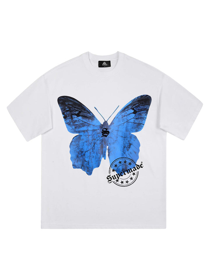 Ayuuki Street Hip-Hop Butterfly Stamp T-shirt