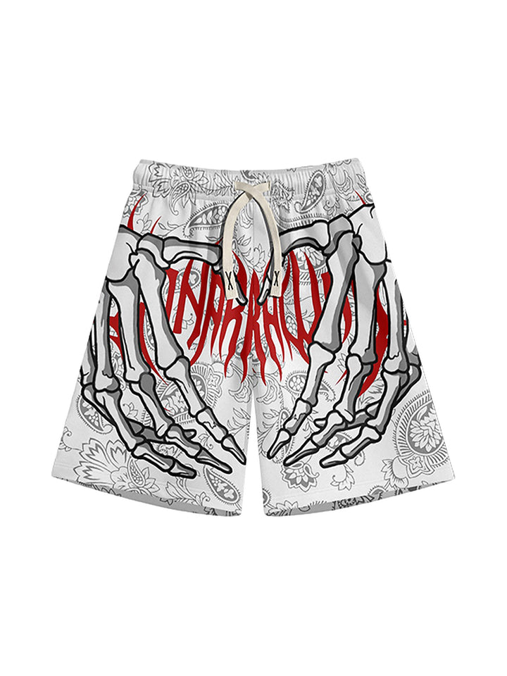 Ayuuki Skull Hand Print Hip-hop Shorts