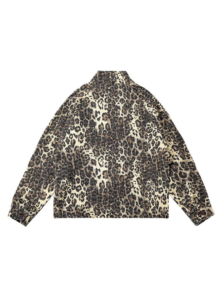 Ayuuki Retro Leopard Printed Denim Jacket