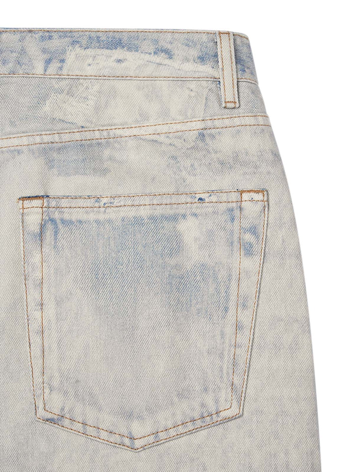 AyuukiWashed Raw Edge Tie-dye Print Straight Jeans