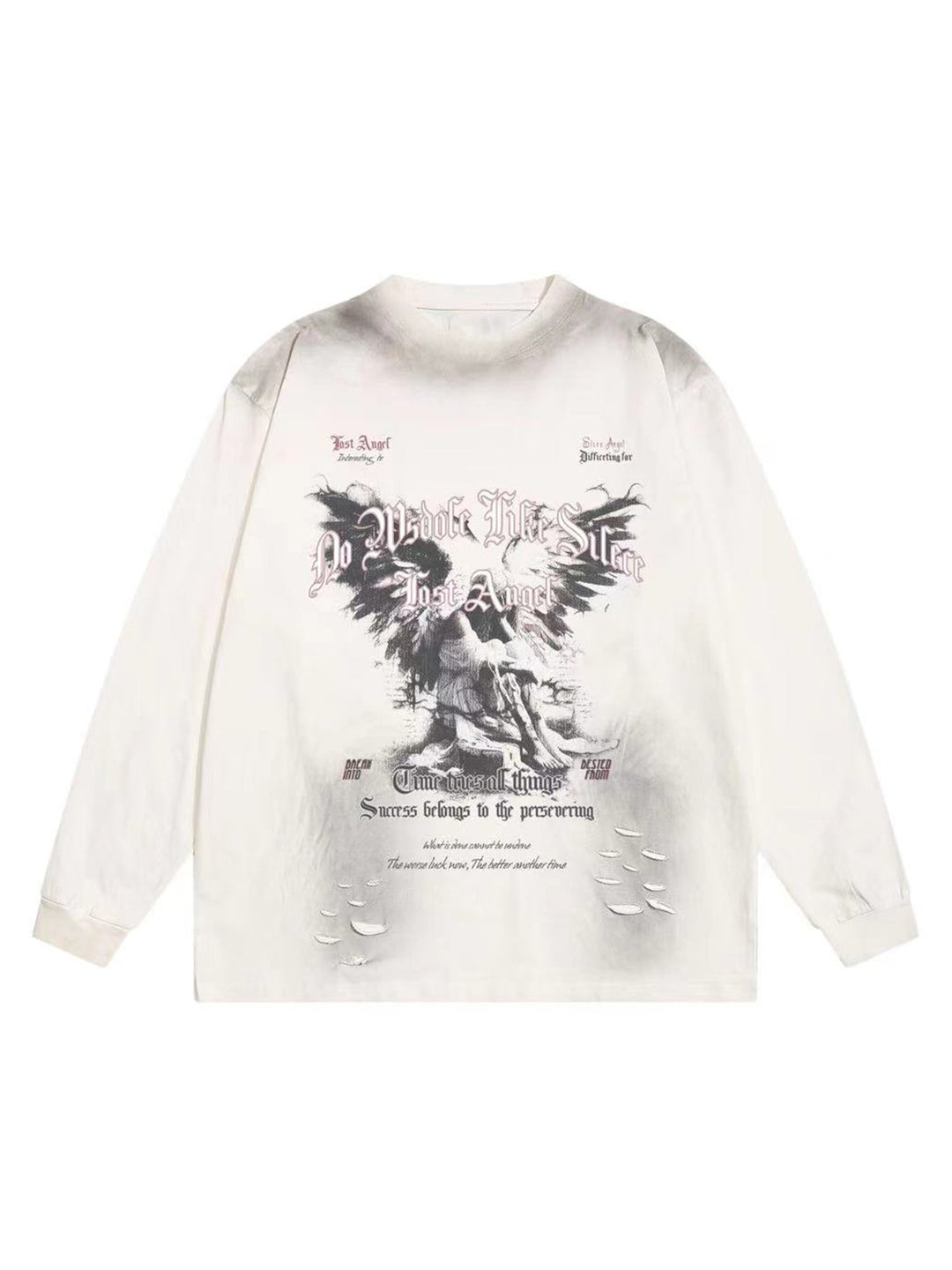 Ayuuki Distressed Hole Print Long-sleeved T-shirt