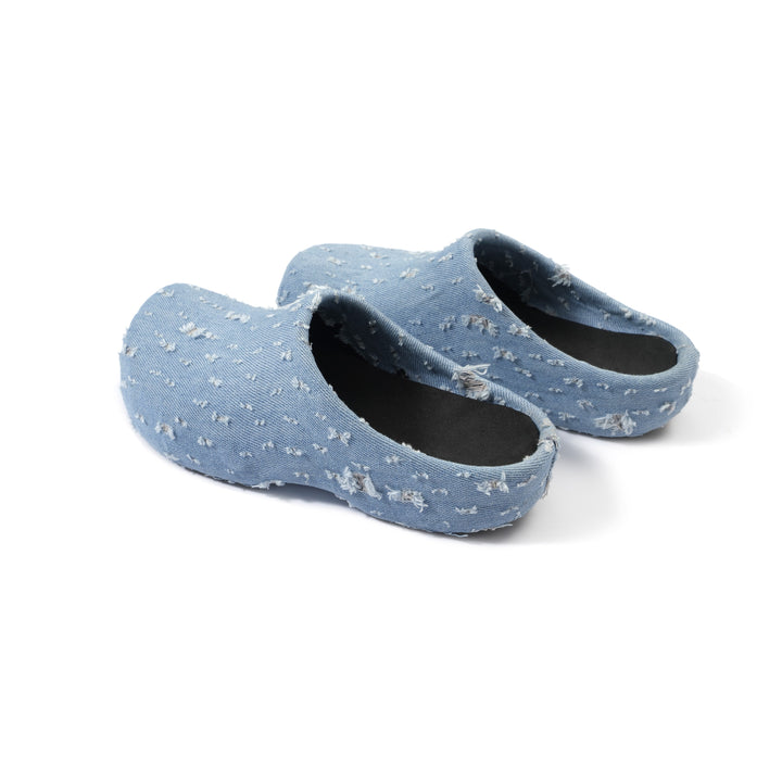 Distressed Denim Slippers