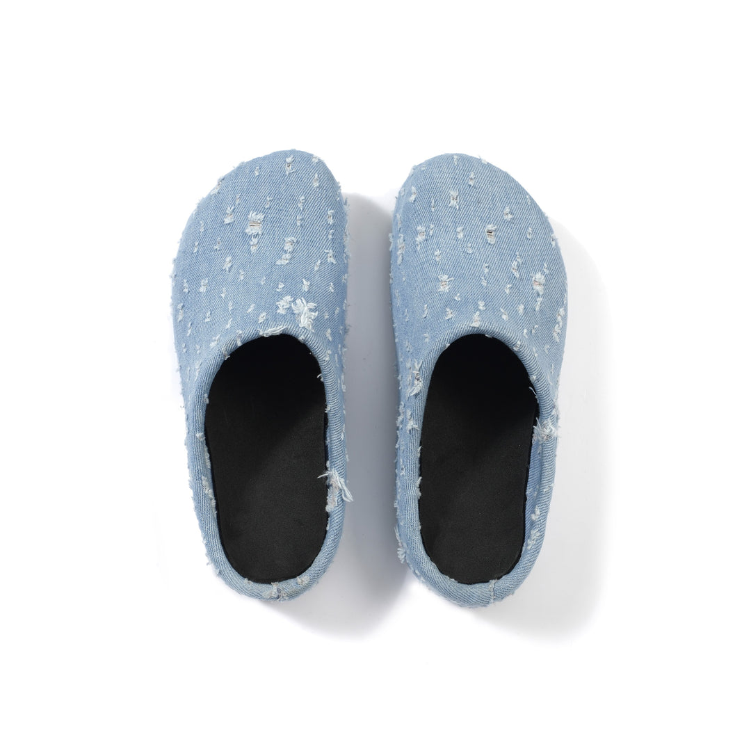 Distressed Denim Slippers