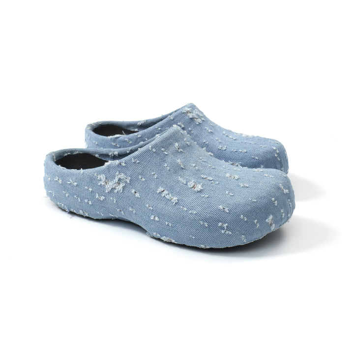 Distressed Denim Slippers