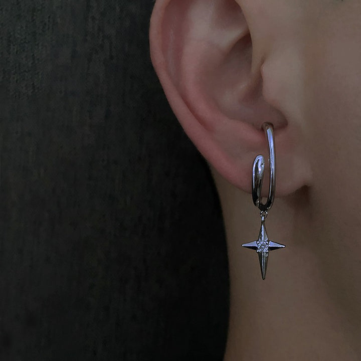 Silver North Star Earrings