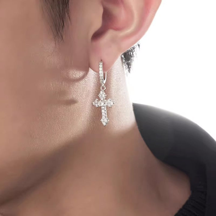 Diamond Studded Silver Earrings