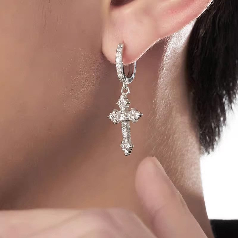 Diamond Studded Silver Earrings