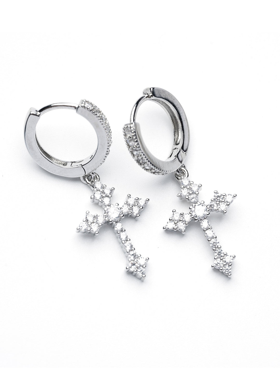 Diamond Studded Silver Earrings