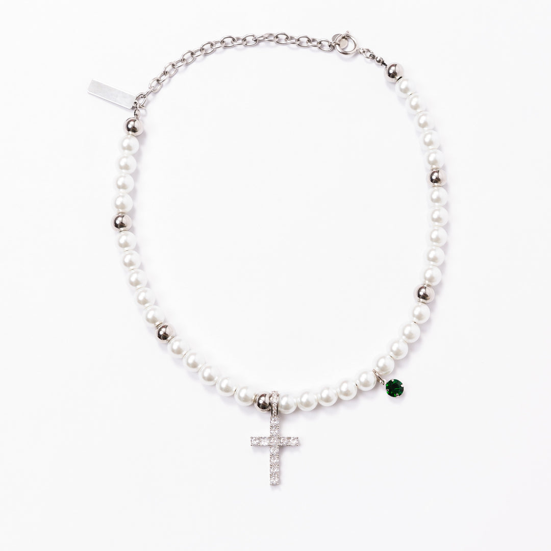 Pearl Cross Stitching Necklace