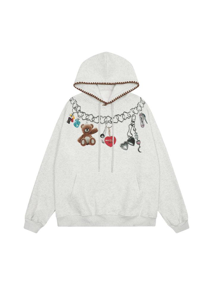 Ayuuki Bear Printed Hoodie