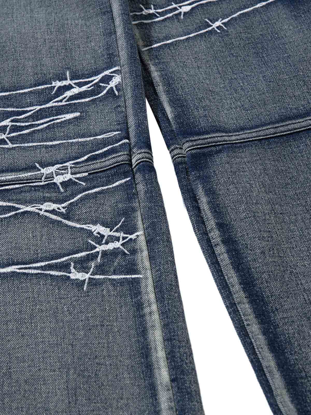 Embroidery Barbed Wire Jeans