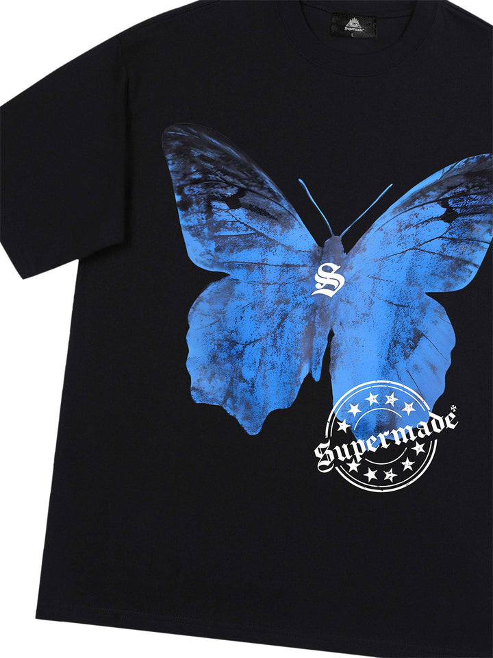 Ayuuki Street Hip-Hop Butterfly Stamp T-shirt