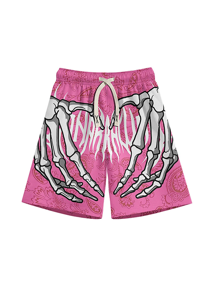 Ayuuki Skull Hand Print Hip-hop Shorts