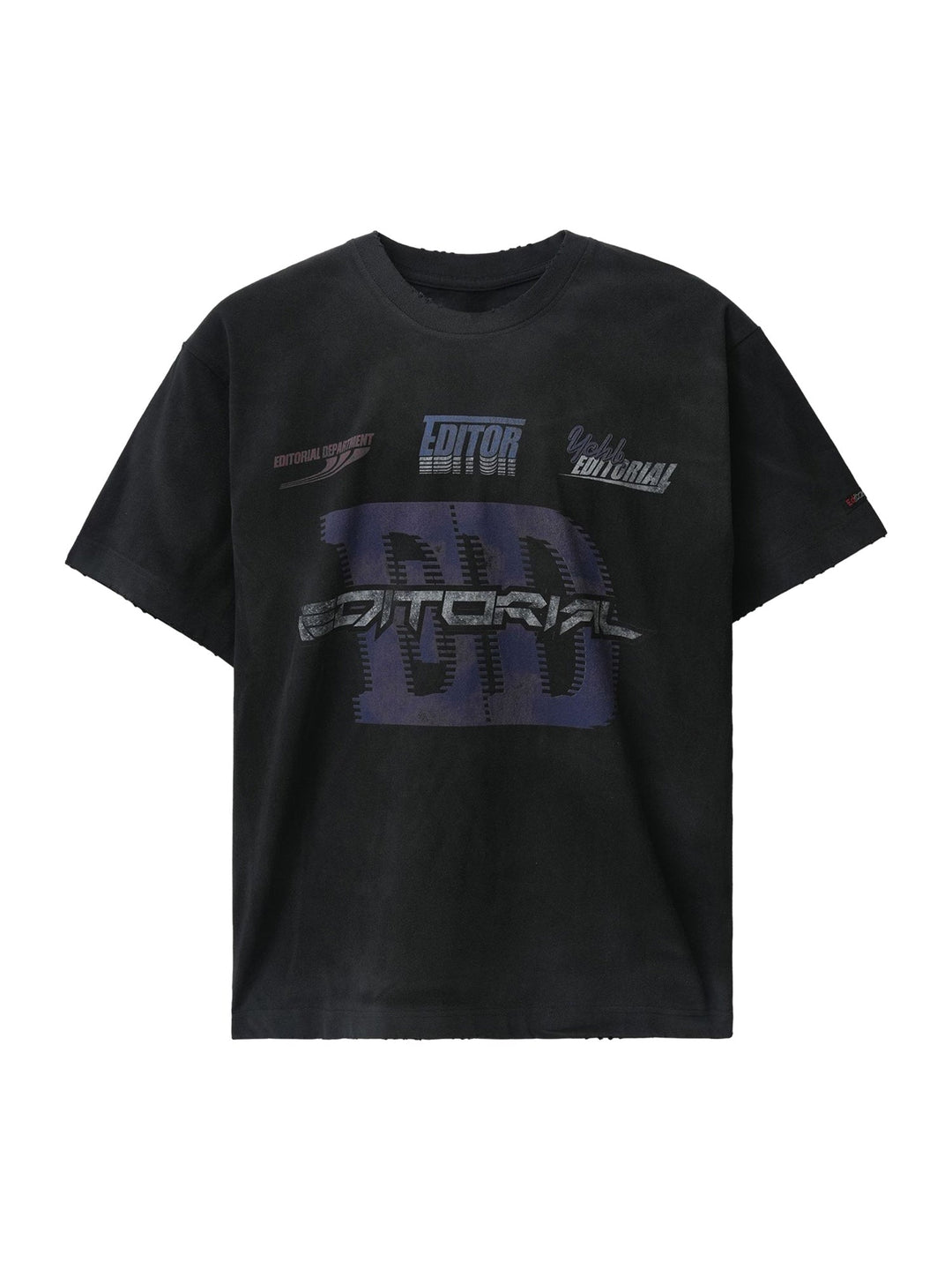 Ayuuki Dirty Wash Heavy Print Street Rap T-Shirt