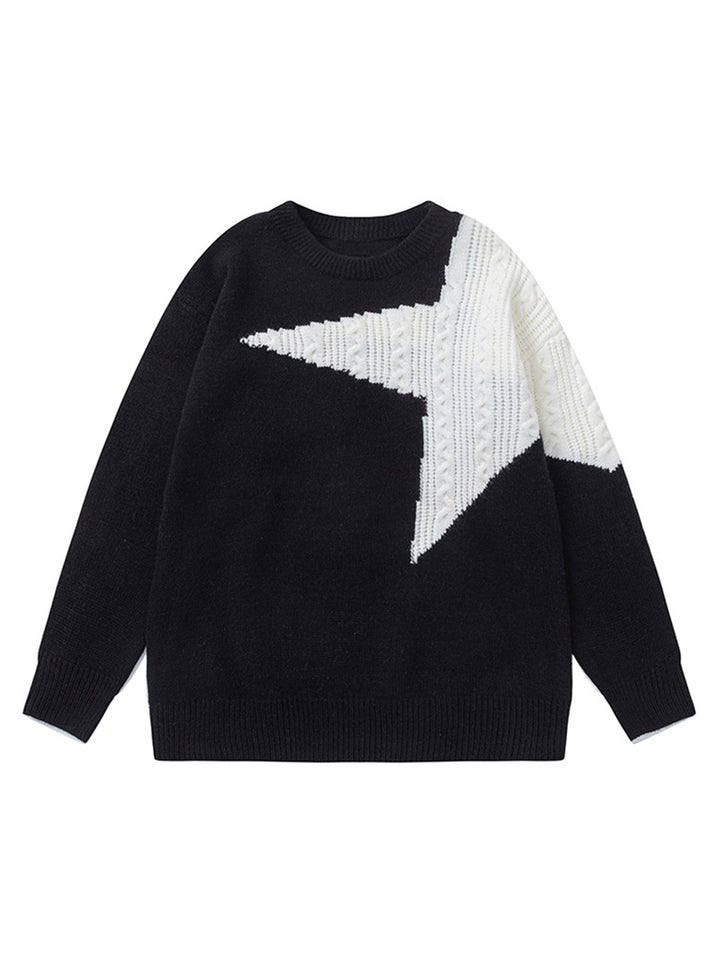 Ayuuki Star Contrast Knit Sweater