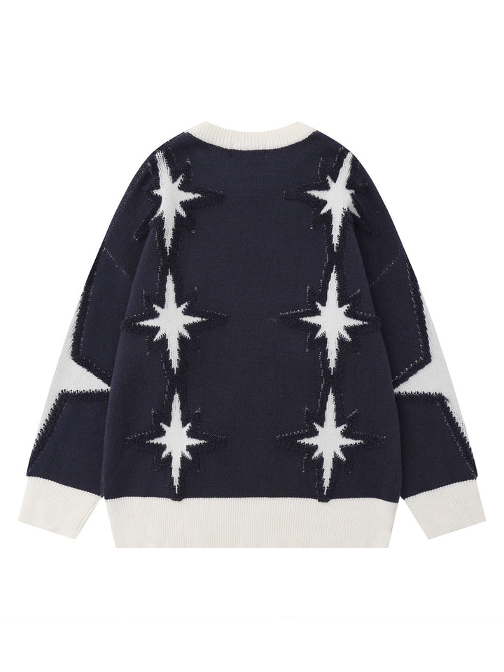 Ayuuki Star Jacquard Crew Neck Sweater