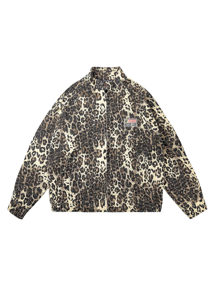 Ayuuki Retro Leopard Printed Denim Jacket