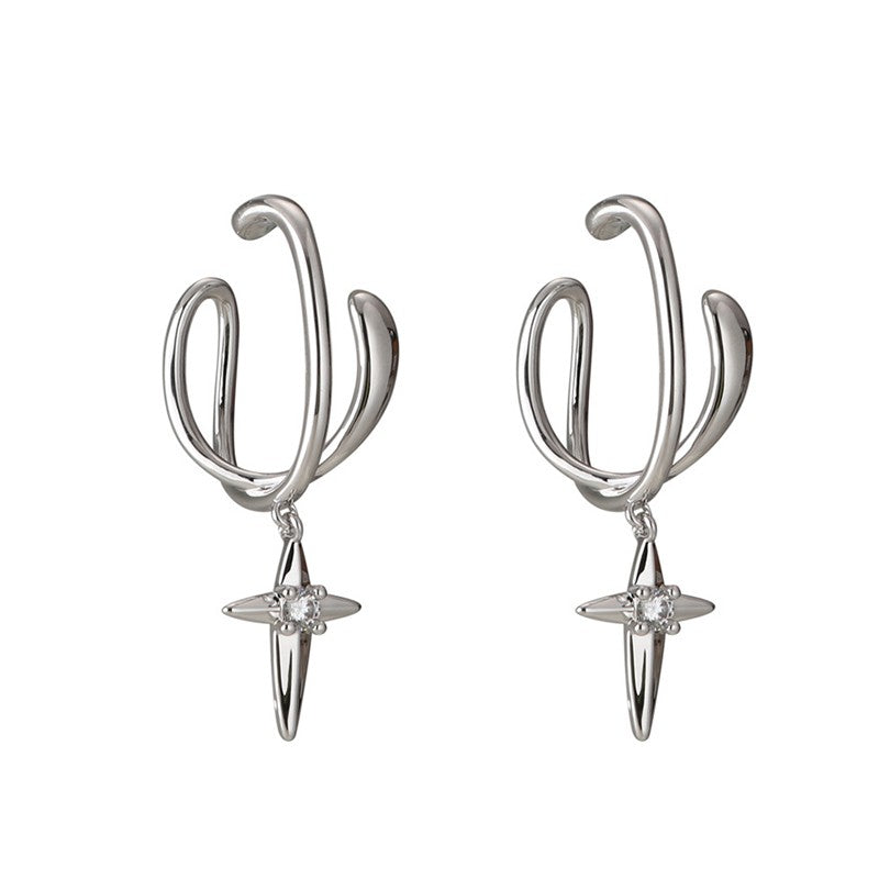 Silver North Star Earrings