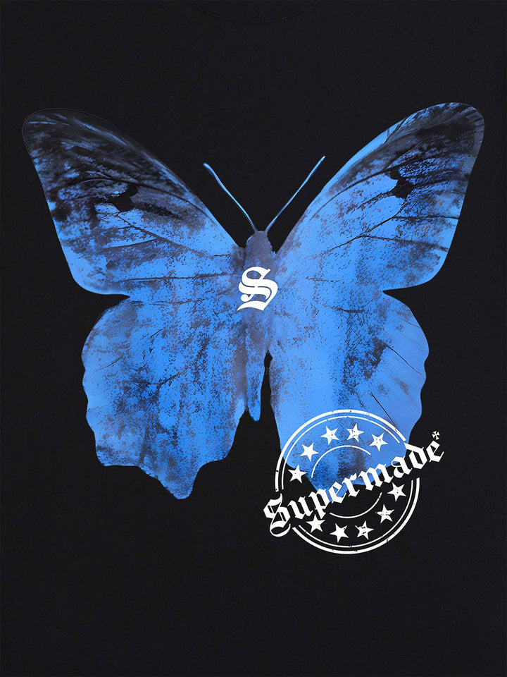 Ayuuki Street Hip-Hop Butterfly Stamp T-shirt