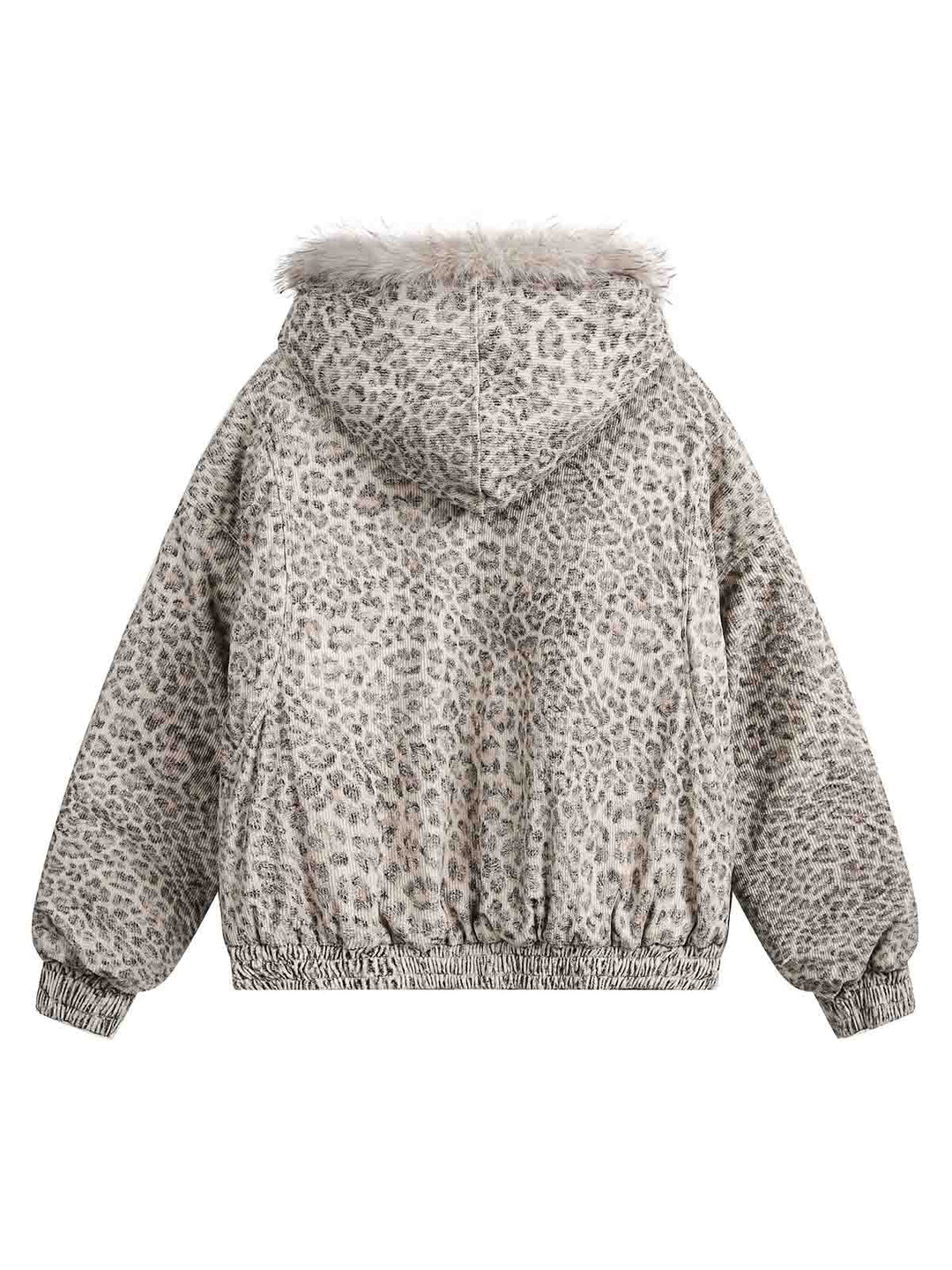 Cheetah Print Mink Fur Hooded Jacket