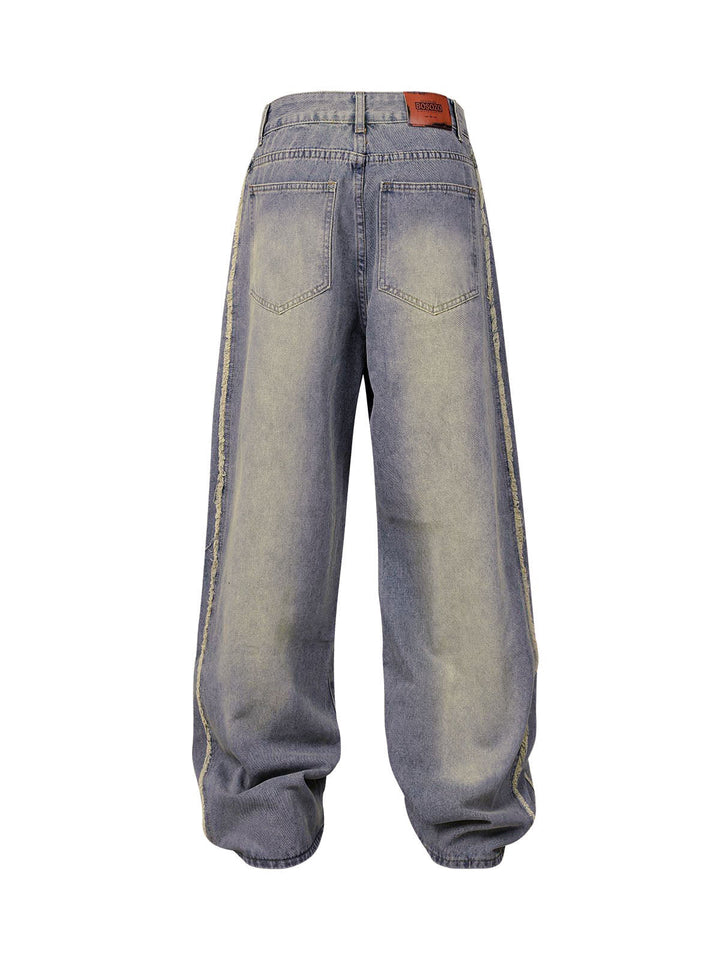 Washed Distressed Raw Baggy Jeans