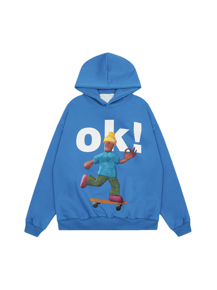 Ayuuki Skateboard Character Printed Hoodie