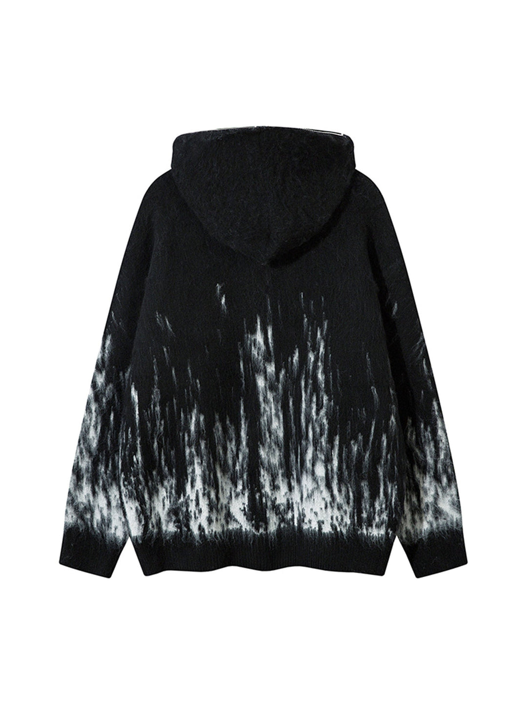 Ayuuki Star Mohair Fuzzy Hooded Zip Up Sweater