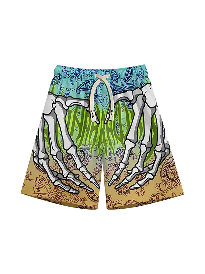 Ayuuki Skull Hand Print Hip-hop Shorts