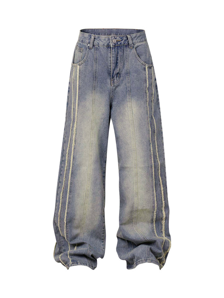 Washed Distressed Raw Baggy Jeans