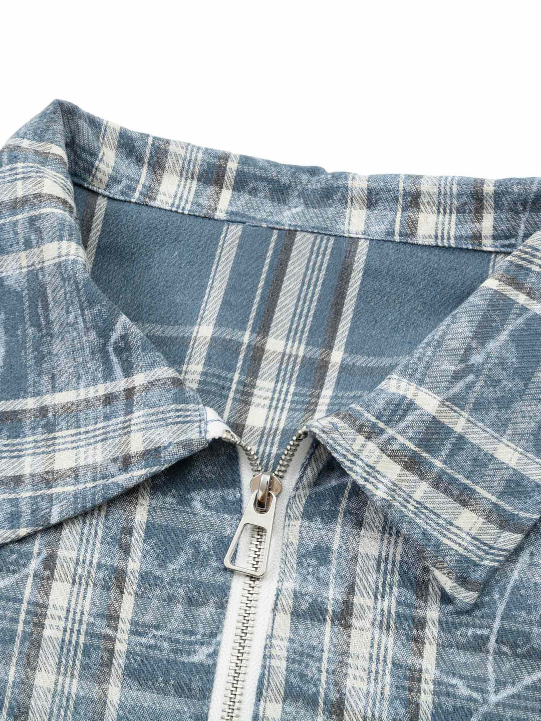 Ayuuki Lettering Print Raw Edge Plaid Shirt