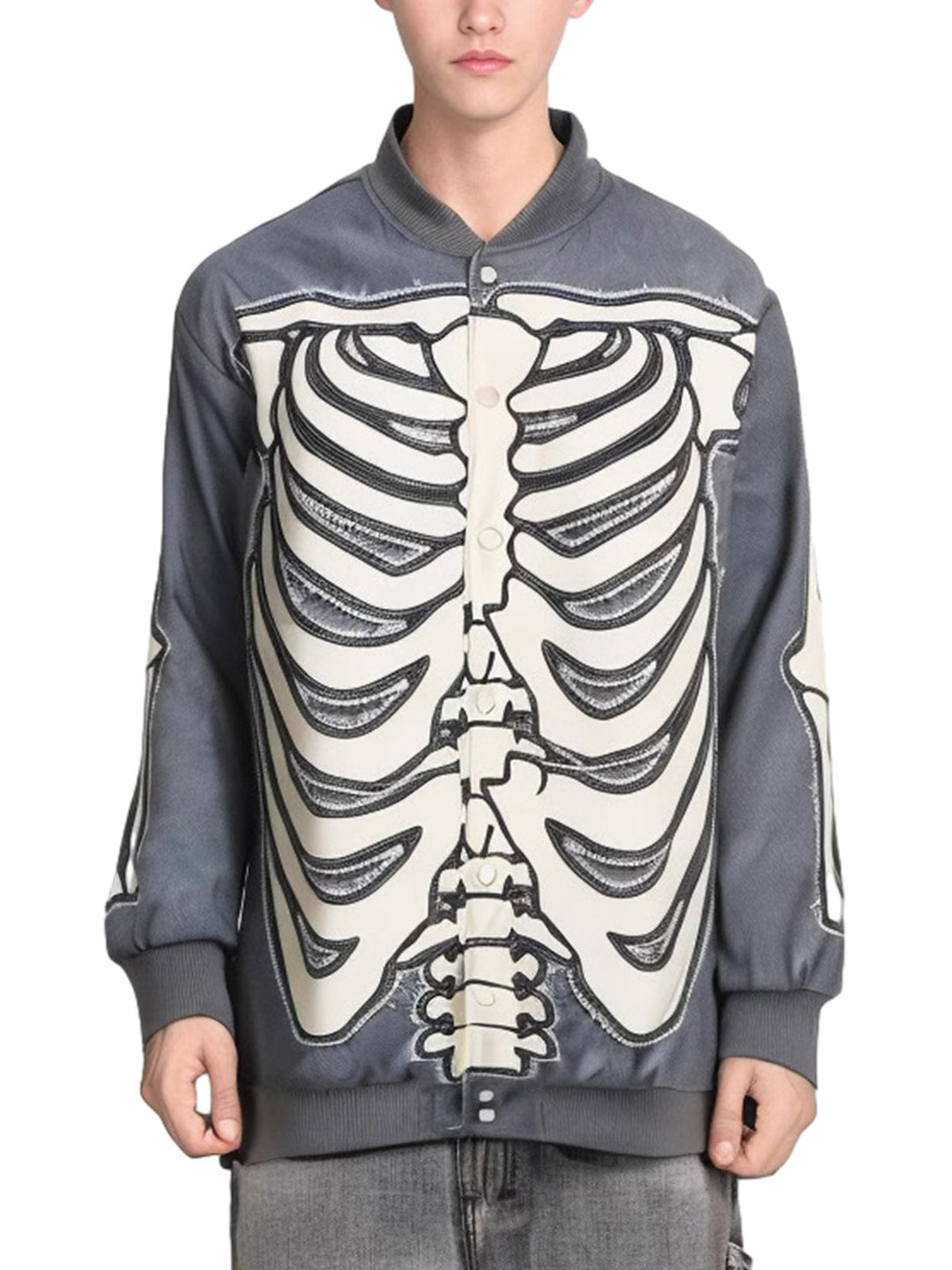 Ayuuki Skull Print Bomber Jacket