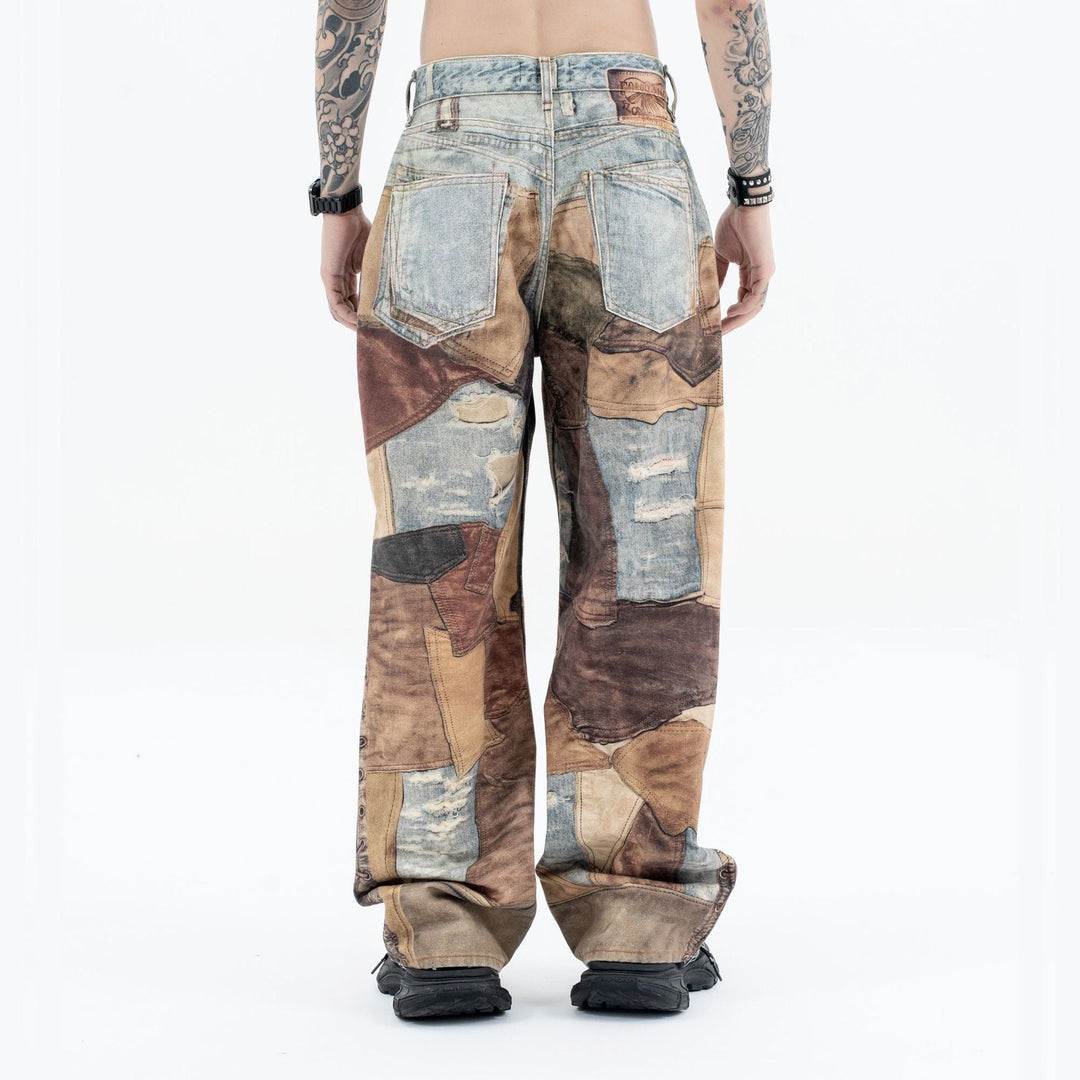 Ayuuki High Street Distressed Washed Printed Jeans - 2246