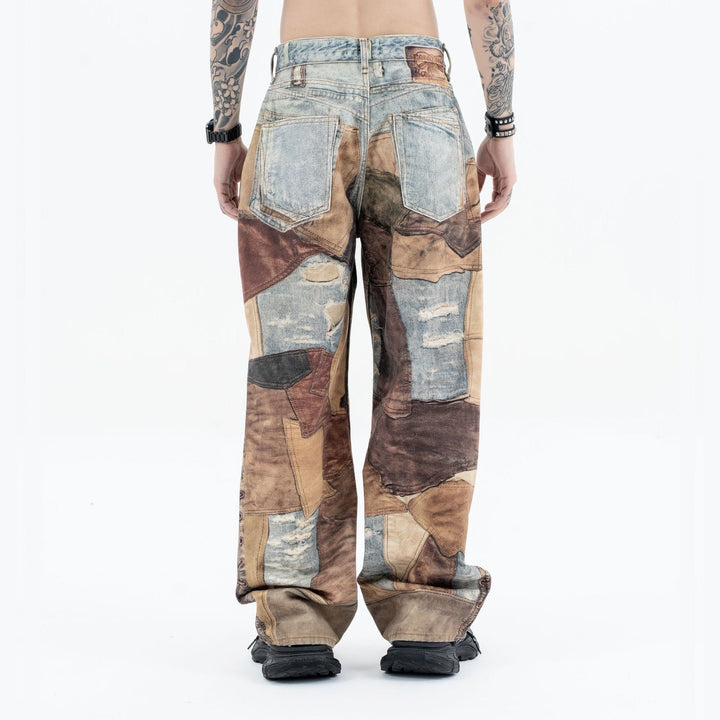 Ayuuki High Street Distressed Washed Printed Jeans - 2246